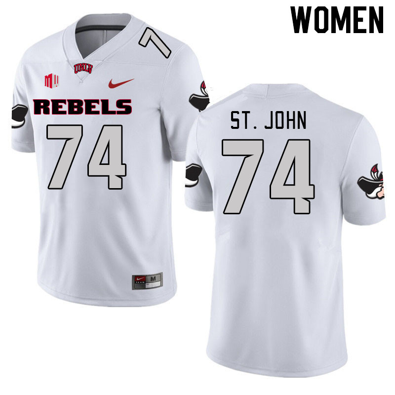 Women #74 Jalen St. John UNLV Rebels 2023 College Football Jerseys Stitched-White - Click Image to Close